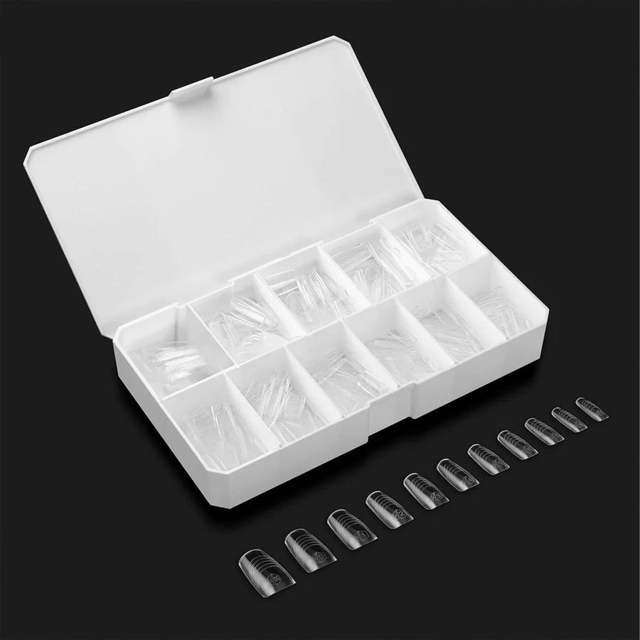 Apres French Manicure Gel-X Tips (Natural Square Medium) 330pcs Box - 10 Sizes