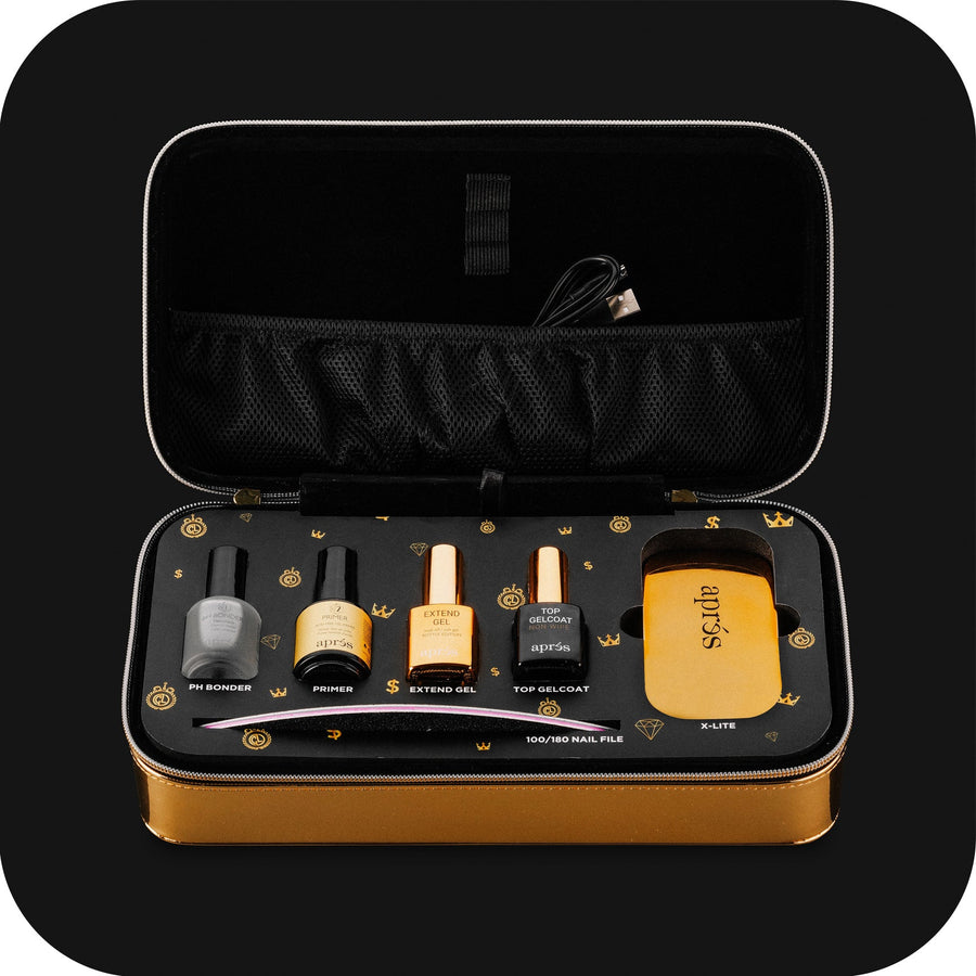 Apres Gel-X Starter Kit (with Gold Patent Leather Case by Chaun Legend) **NO TIPS**