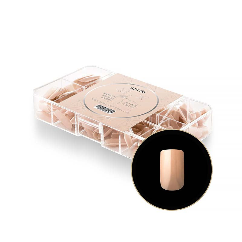 Apres Neutrals Alex Gel-X Tips (Natural Square Short) 150pcs Box - 11 Sizes