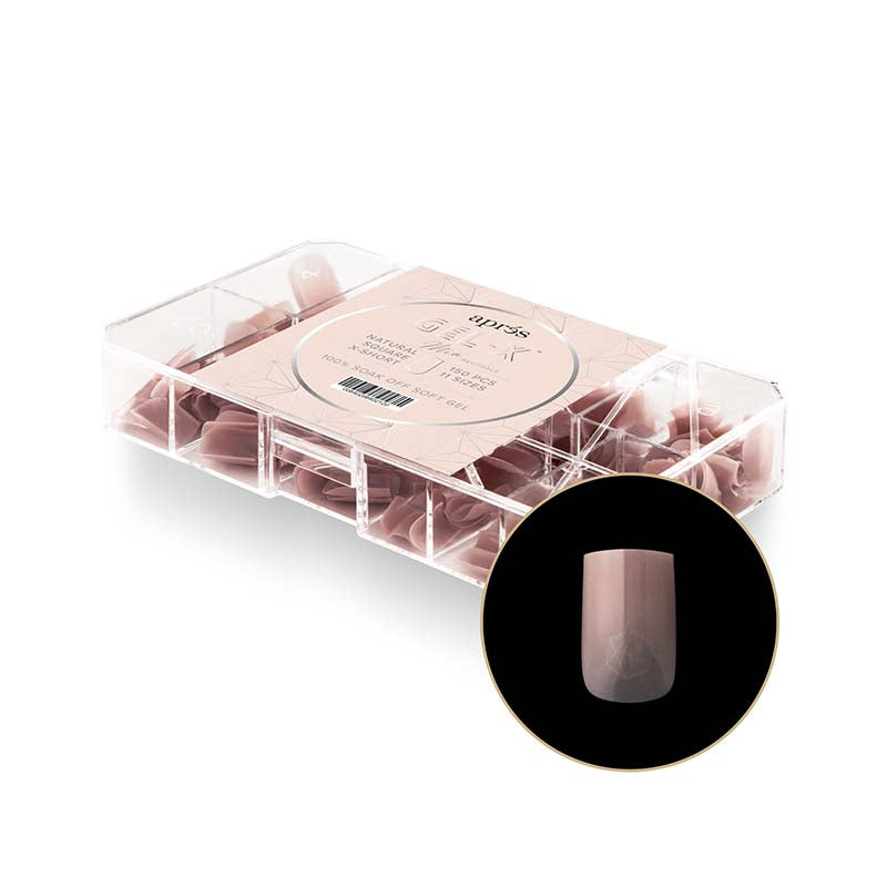 Apres Neutrals Mia Gel-X Tips (Natural Square Extra Short) 150pcs Box - 11 Sizes