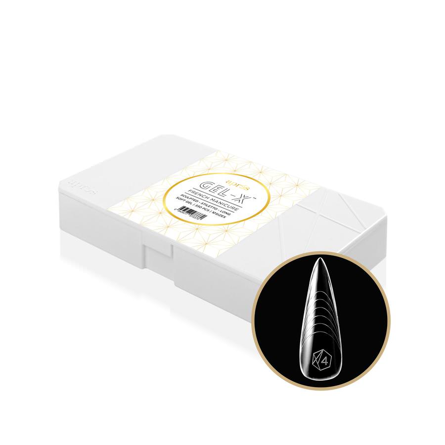 Apres French Manicure Gel-X Tips (Sculpted Stiletto Long) 330pcs Box - 10 Sizes