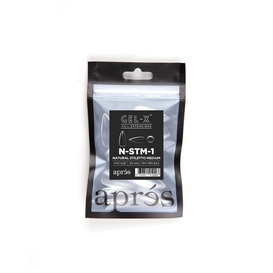 Apres Gel-X Tips (Natural Stiletto Medium) 50pcs Pack Bag