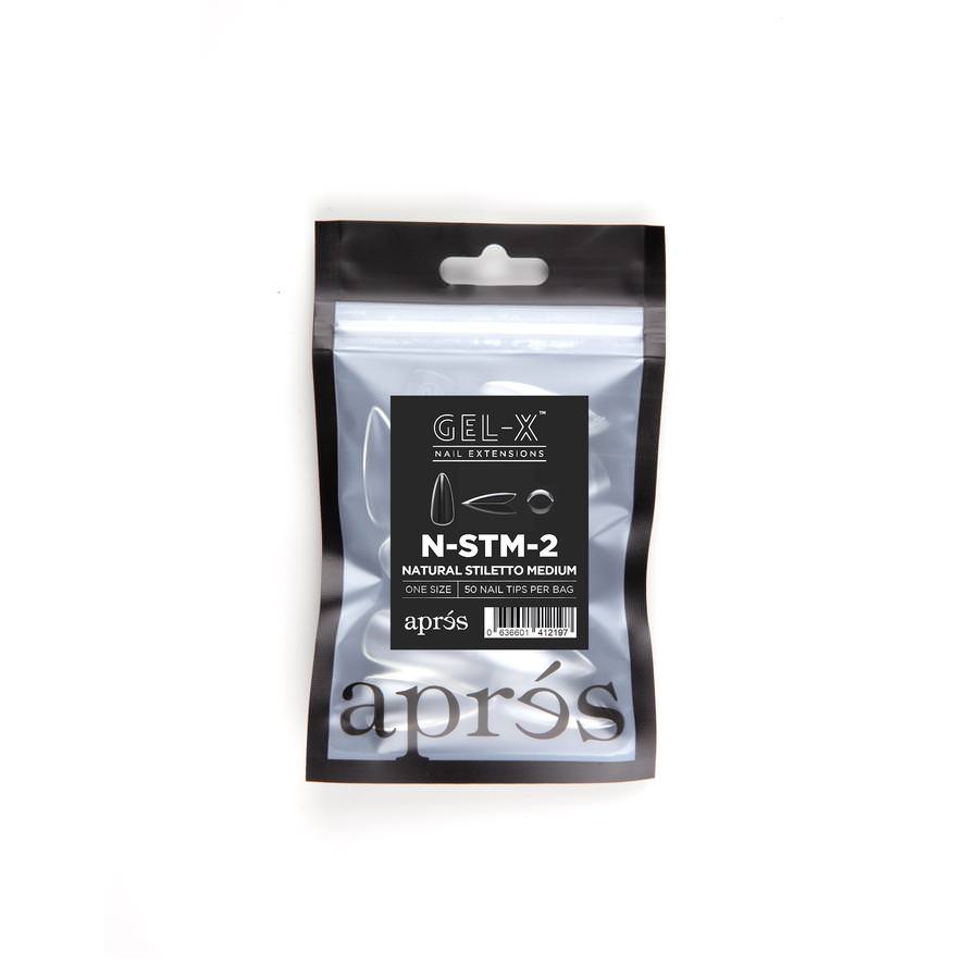 Apres Gel-X Tips (Natural Stiletto Medium) 50pcs Pack Bag