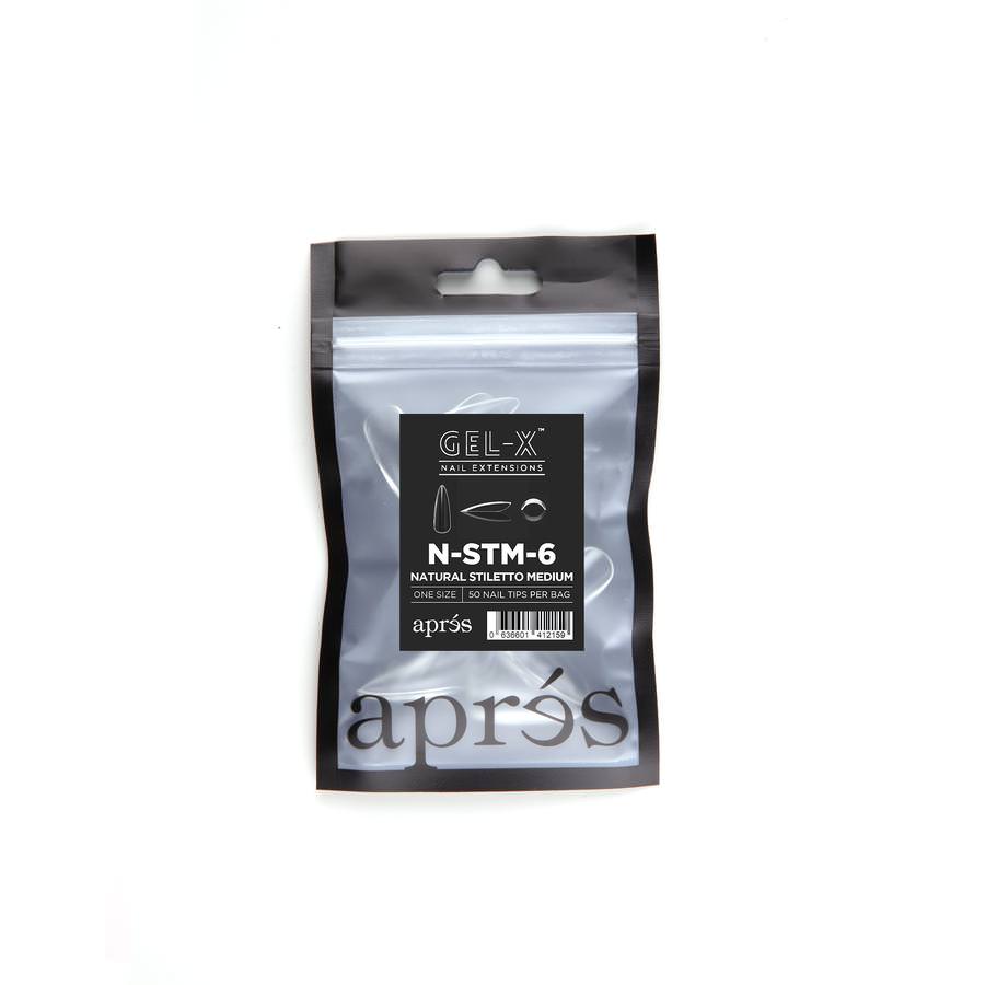 Apres Gel-X Tips (Natural Stiletto Medium) 50pcs Pack Bag