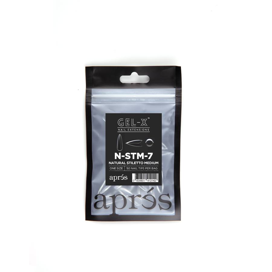 Apres Gel-X Tips (Natural Stiletto Medium) 50pcs Pack Bag