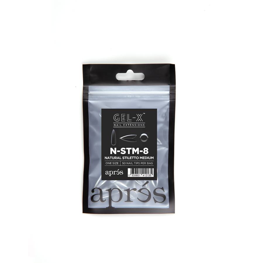 Apres Gel-X Tips (Natural Stiletto Medium) 50pcs Pack Bag
