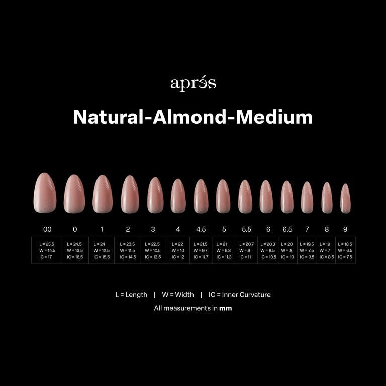 Apres Kuromi Neutral French Gel-X Tips 2.0 (Natural Almond Medium) 280pcs Box - 14 Sizes