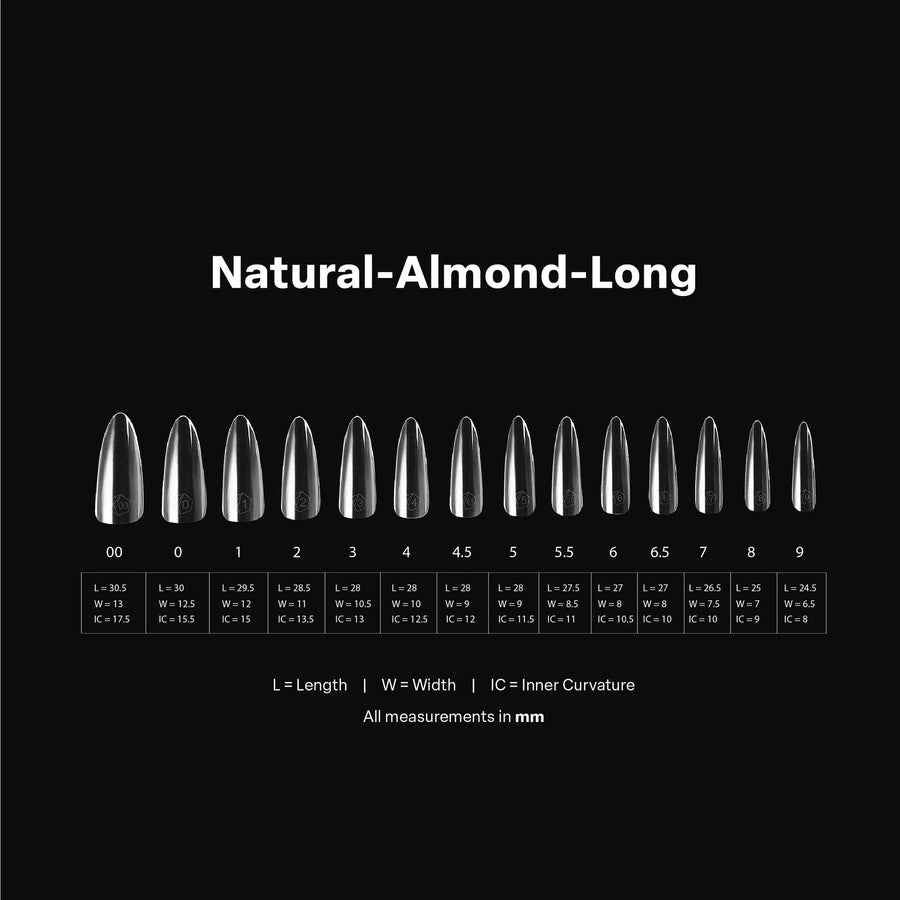 Apres Gel-X Tips 2.0 (Natural Almond Long) 600pcs Box - 14 Sizes
