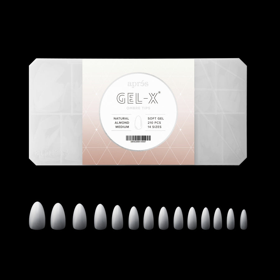 Apres Ombre Gel-X Tips (Natural Almond Medium) 210pcs Box - 14 Sizes