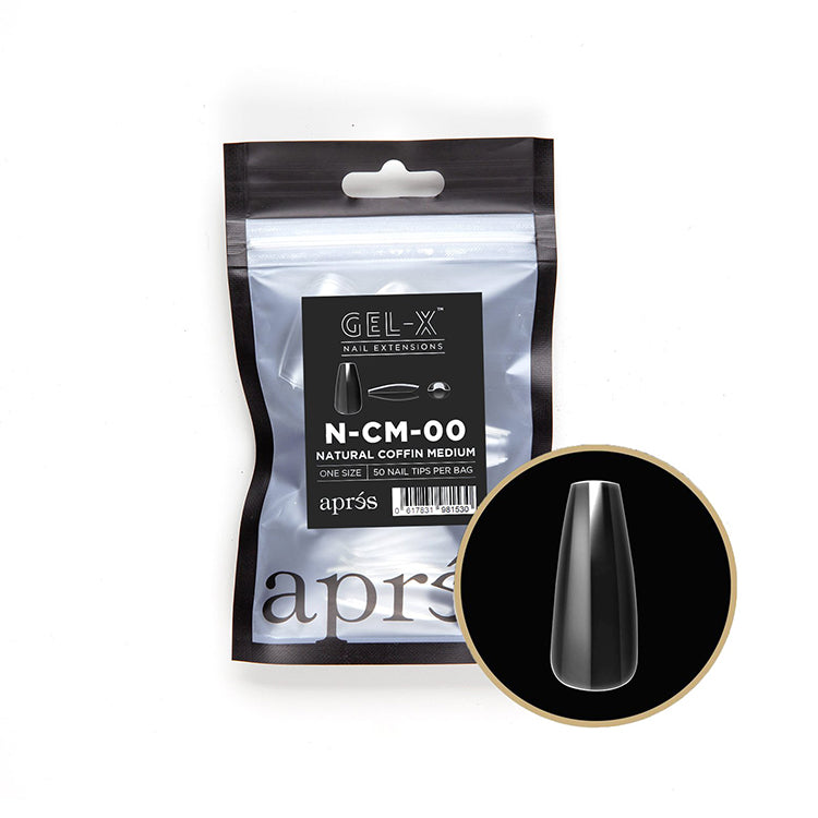 Apres Gel-X Tips (Natural Coffin Medium) 50pcs Refill Bag