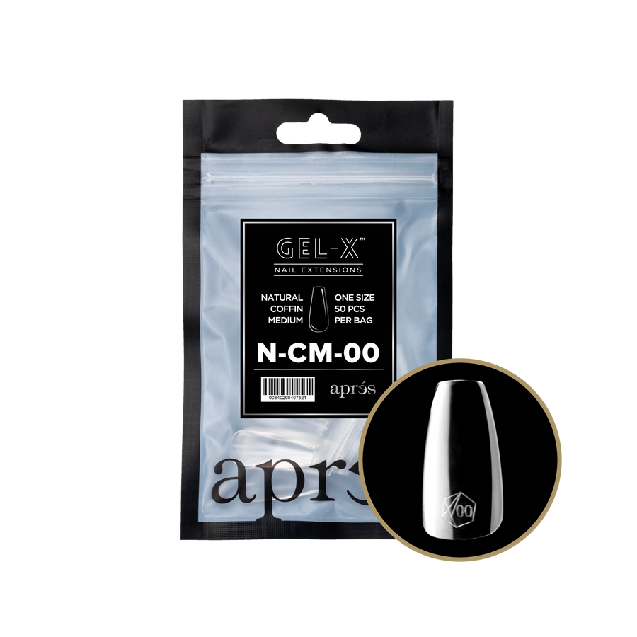 Apres Gel-X Tips 2.0 (Natural Coffin Medium) 50pcs Pack Bag