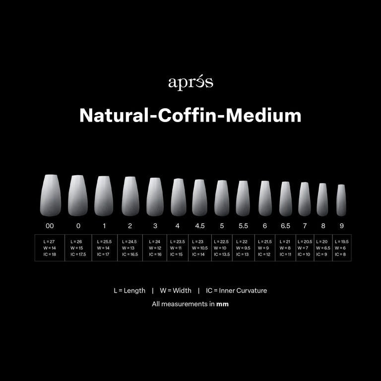 Apres Ombre Gel-X Tips (Natural Coffin Medium) 210pcs Box - 14 Sizes
