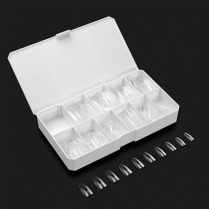 Apres French Manicure Gel-X Tips (Natural Coffin Medium) 330pcs Box - 10 Sizes