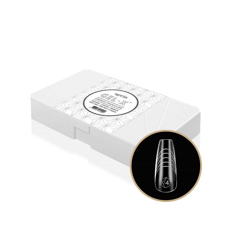 Apres French Manicure Gel-X Tips (Natural Coffin Medium) 330pcs Box - 10 Sizes