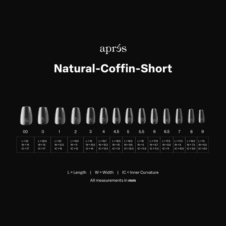 Apres Gel-X Tips 2.0 (Natural Coffin Short) 600pcs Box - 14 Sizes