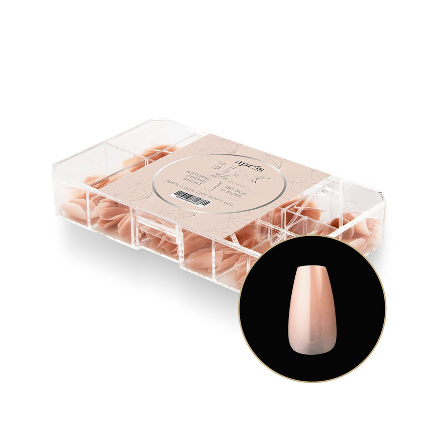 Apres Neutrals Lila Gel-X Tips (Natural Coffin Short) 150pcs Box - 11 Sizes