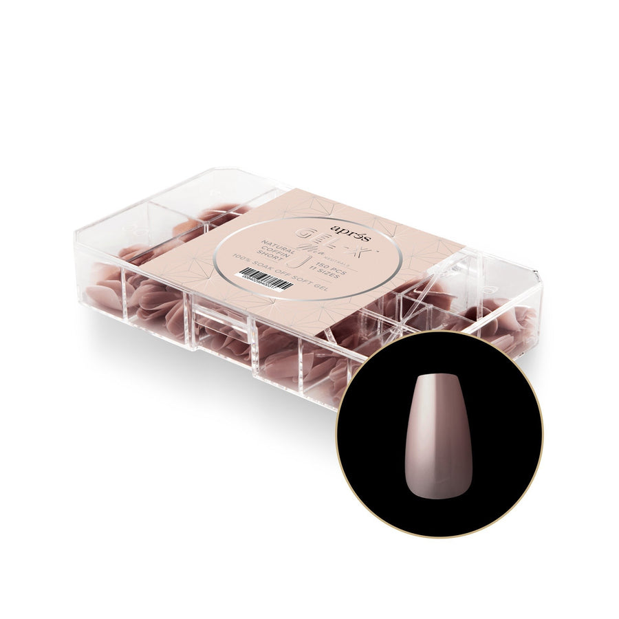 Apres Neutrals Mia Gel-X Tips (Natural Coffin Short) 150pcs Box - 11 Sizes