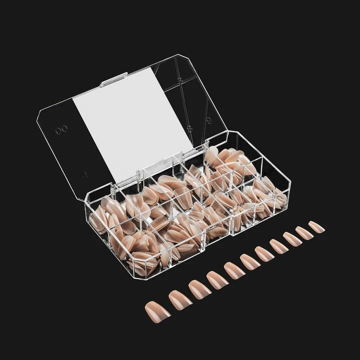 Apres Neutrals Alex Gel-X Tips (Natural Coffin Short) 150pcs Box - 11 Sizes