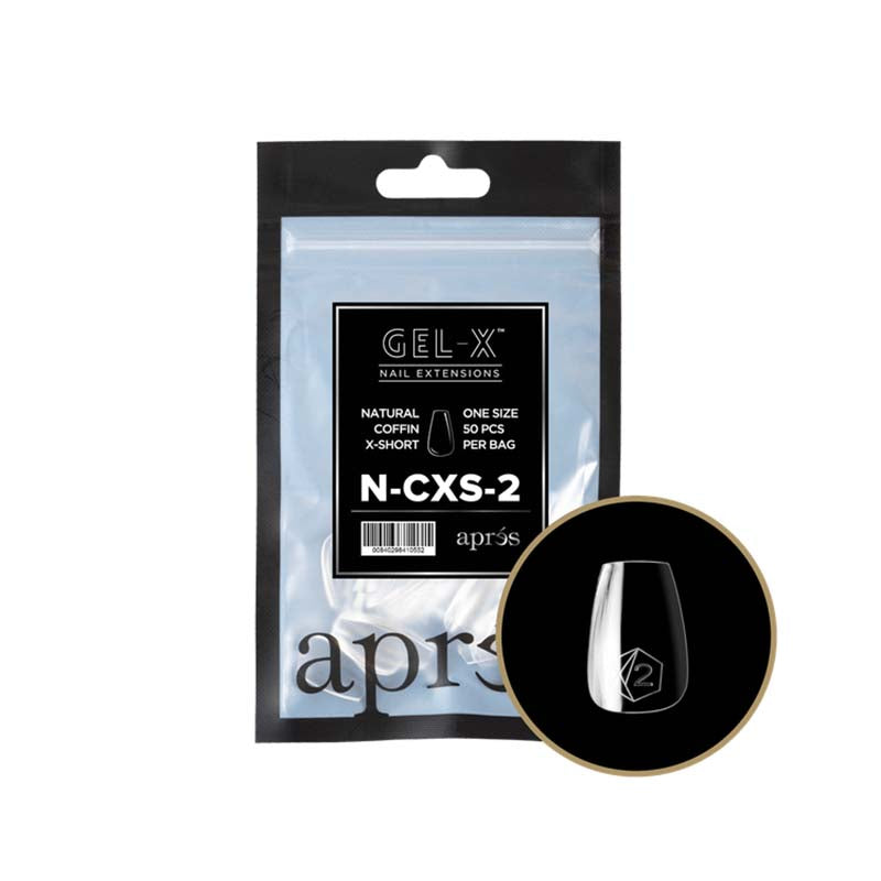 Apres Gel-X Tips 2.0 (Natural Coffin Extra Short) 50pcs Pack Bag