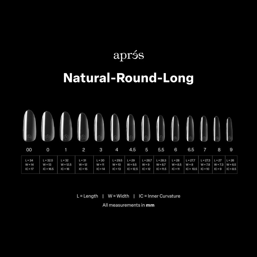 Apres Gel-X Tips 2.0 (Natural Round Long) 600pcs Box - 14 Sizes