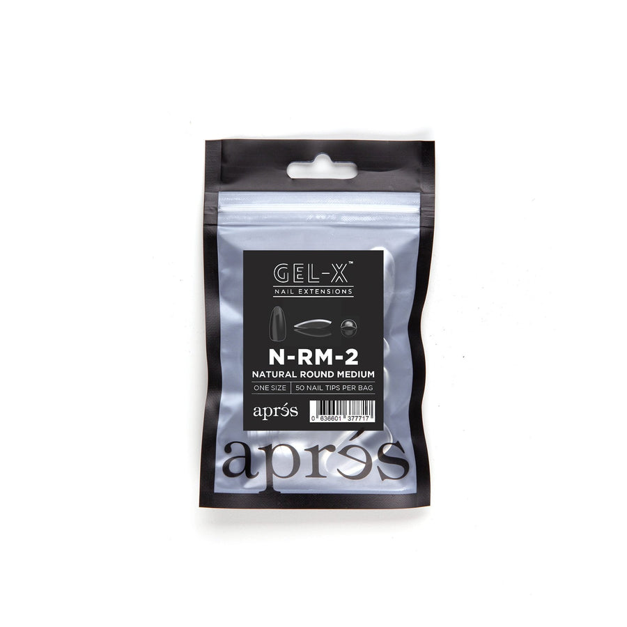 Apres Gel-X Tips (Natural Round Medium) 50pcs Refill Bag