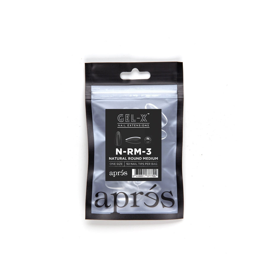 Apres Gel-X Tips (Natural Round Medium) 50pcs Refill Bag