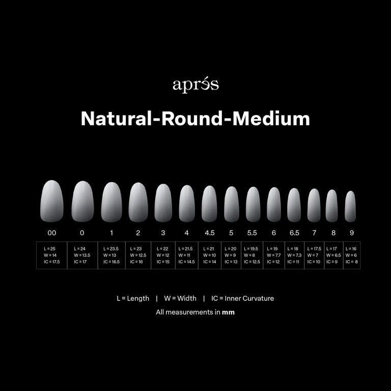 Apres Ombre Gel-X Tips (Natural Round Medium) 210pcs Box - 14 Sizes