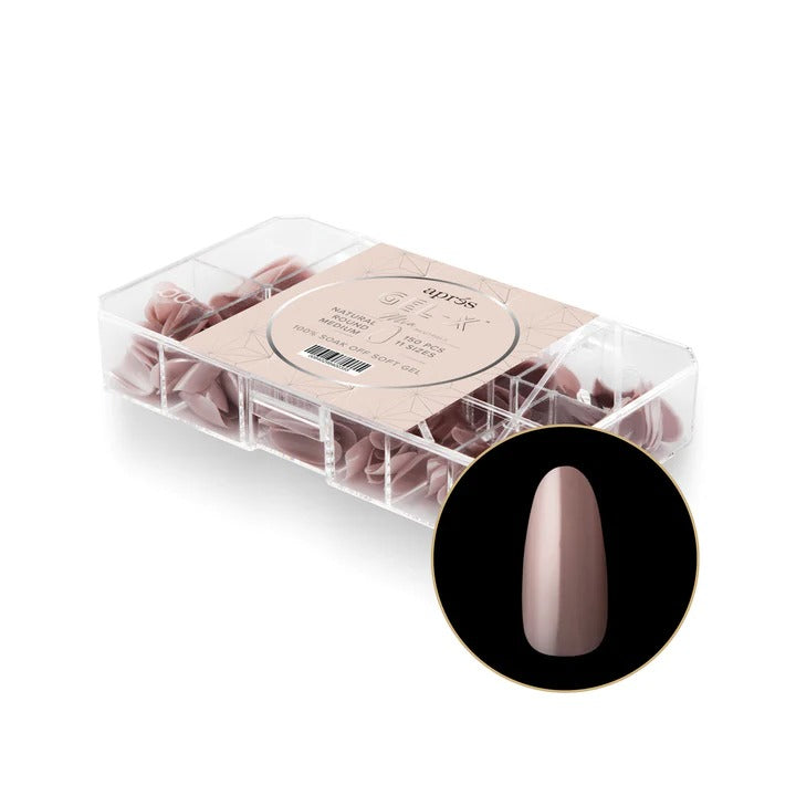 Apres Neutrals Mia Gel-X Tips (Natural Round Medium) 150pcs Box - 11 Sizes