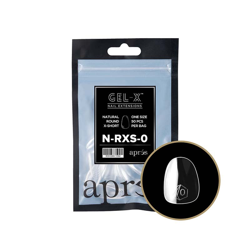 Apres Gel-X Tips 2.0 (Natural Round Extra Short) 50pcs Pack Bag