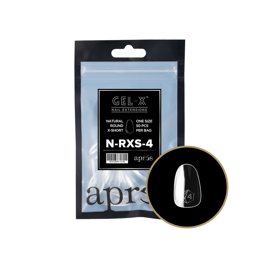 Apres Gel-X Tips 2.0 (Natural Round Extra Short) 50pcs Pack Bag