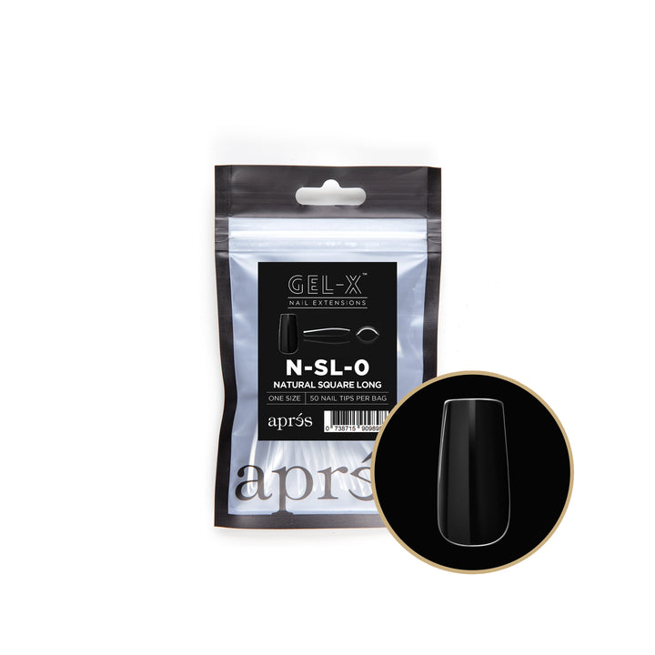 Apres Gel-X Tips (Natural Square Long) 50pcs Refill Bag