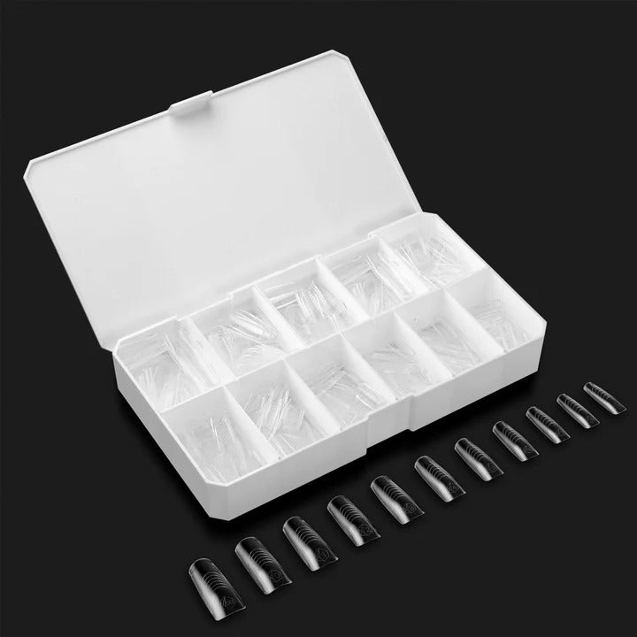 Apres French Manicure Gel-X Tips (Natural Square Long) 330pcs Box - 10 Sizes