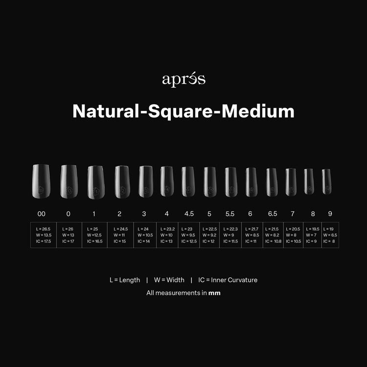Apres Gel-X Tips 2.0 (Natural Square Medium) 600pcs Box - 14 Sizes