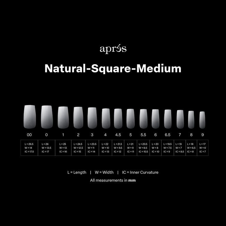 Apres Ombre Gel-X Tips (Natural Square Medium) 210pcs Box - 14 Sizes