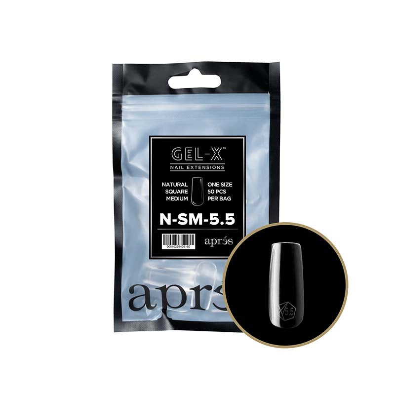 Apres Gel-X Tips 2.0 (Natural Square Medium) 50pcs Pack Bag
