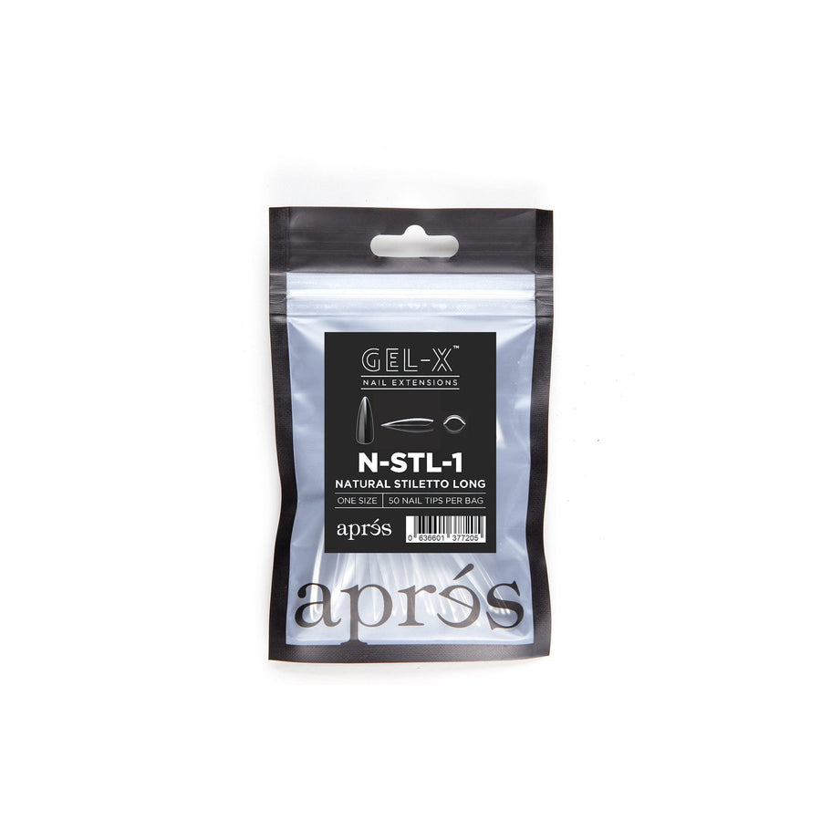 Apres Gel-X Tips (Natural Stiletto Long) 50pcs Refill Pack