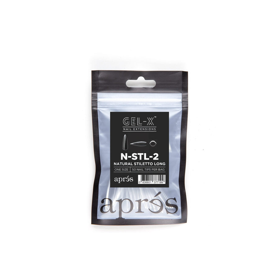 Apres Gel-X Tips (Natural Stiletto Long) 50pcs Refill Bag