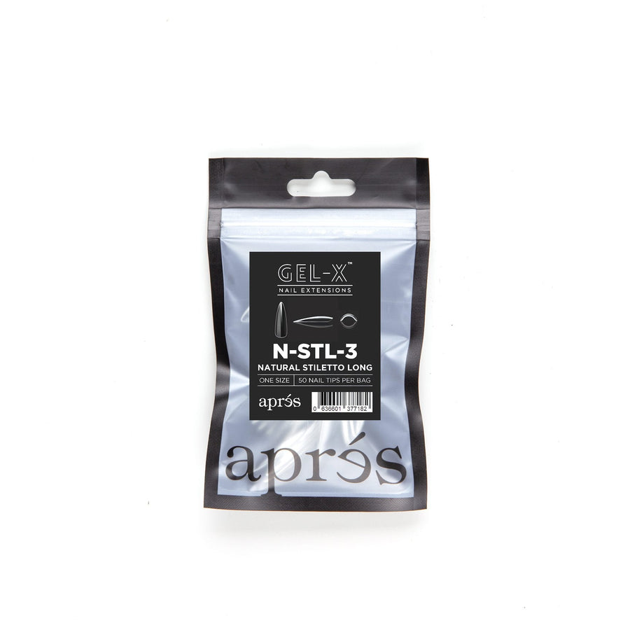 Apres Gel-X Tips (Natural Stiletto Long) 50pcs Refill Bag