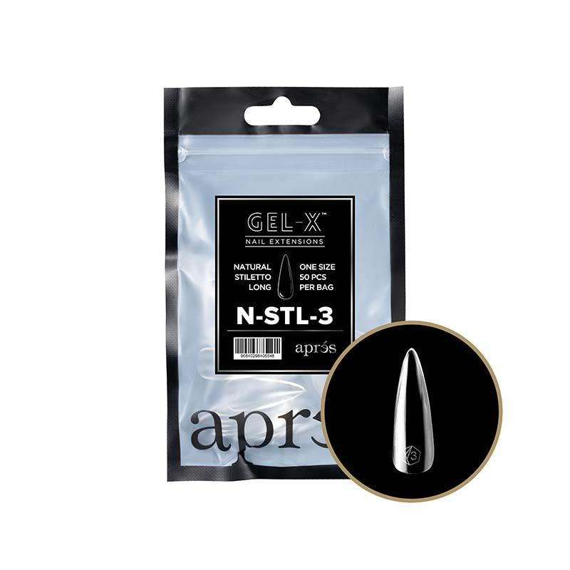 Apres Gel-X Tips 2.0 (Natural Stiletto Long) 50pcs Pack Bag