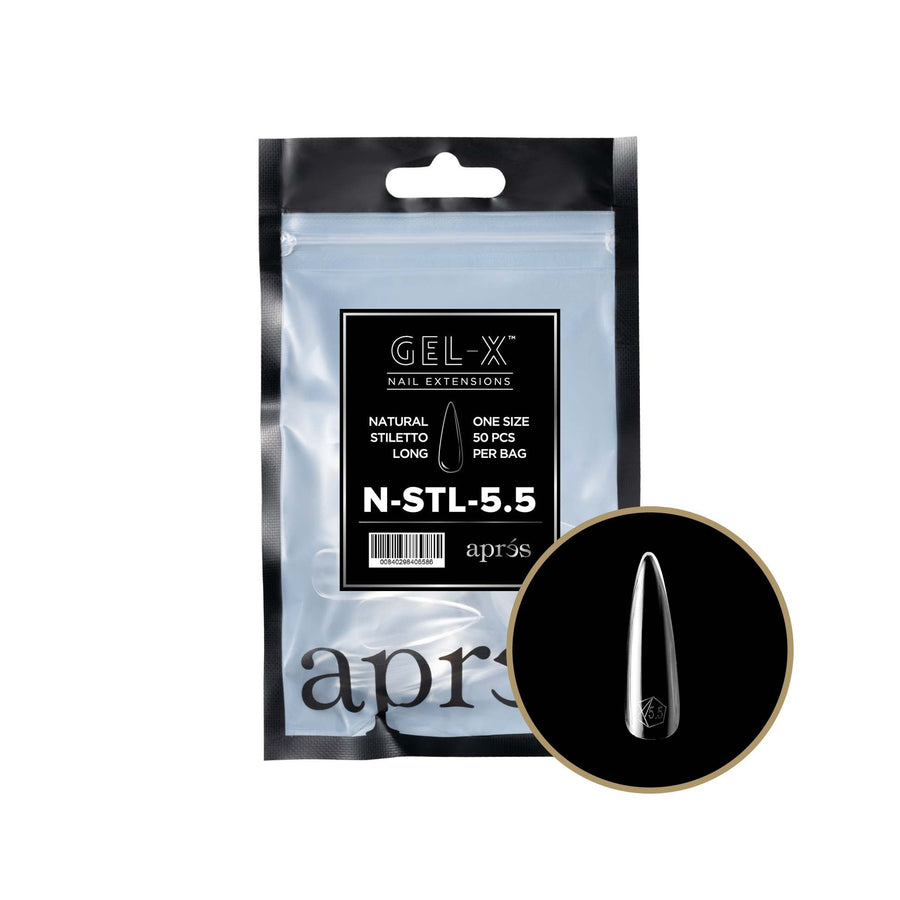 Apres Gel-X Tips 2.0 (Natural Stiletto Long) 50pcs Pack Bag