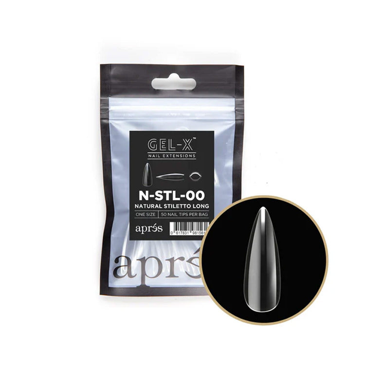 Apres Gel-X Tips (Natural Stiletto Long) 50pcs Refill Pack