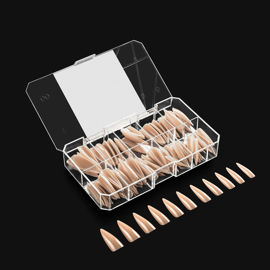 Apres Neutrals Alex Gel-X Tips (Natural Stiletto Long) 150pcs Box - 11 Sizes