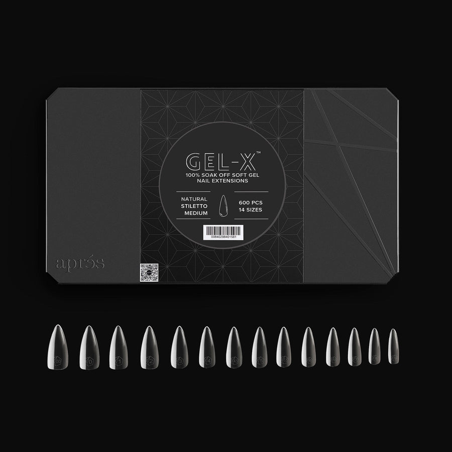 Apres Gel-X Tips 2.0 (Natural Stiletto Medium) 600pcs Box - 14 Sizes