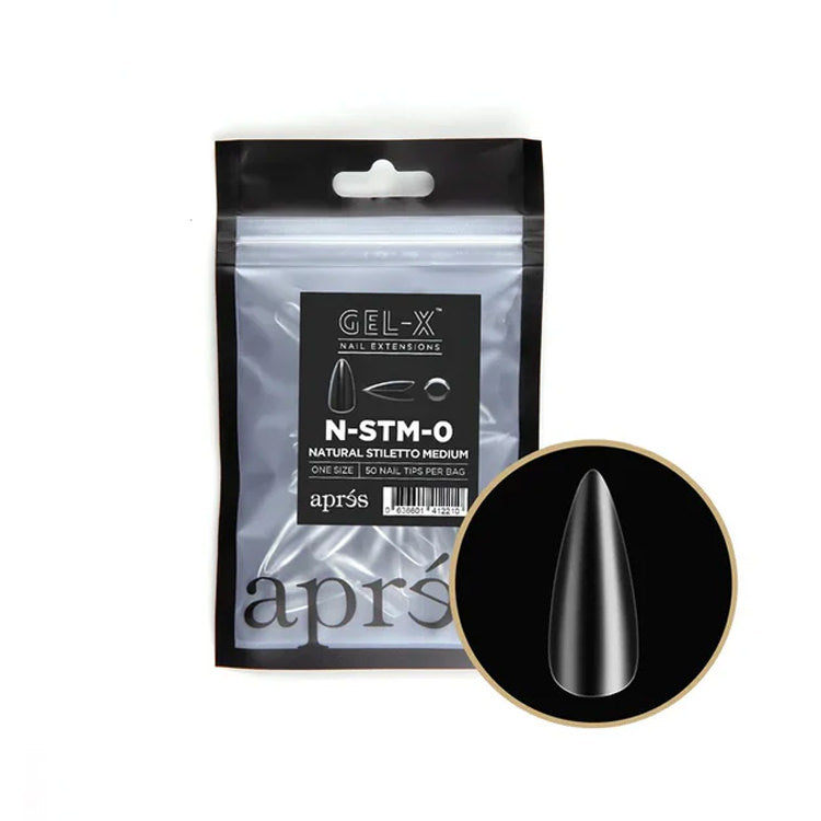 Apres Gel-X Tips (Natural Stiletto Medium) 50pcs Pack Bag