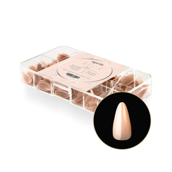 Apres Neutrals Alex Gel-X Tips (Natural Stiletto Short) 150pcs Box - 11 Sizes