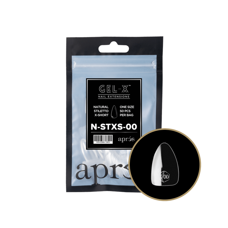 Apres Gel-X Tips 2.0 (Natural Stiletto Extra Short) 50pcs Pack Bag