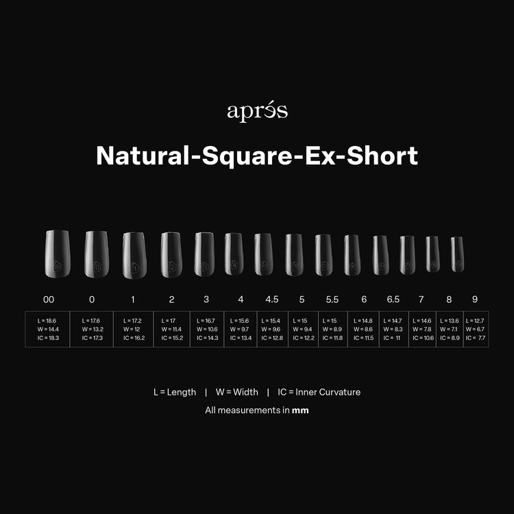 Apres Gel-X Tips 2.0 (Natural Square Extra Short) 600pcs Box - 14 Sizes