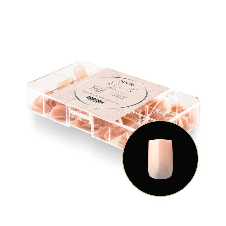 Apres Neutrals Lila Gel-X Tips (Natural Square Extra Short) 150pcs Box - 11 Sizes