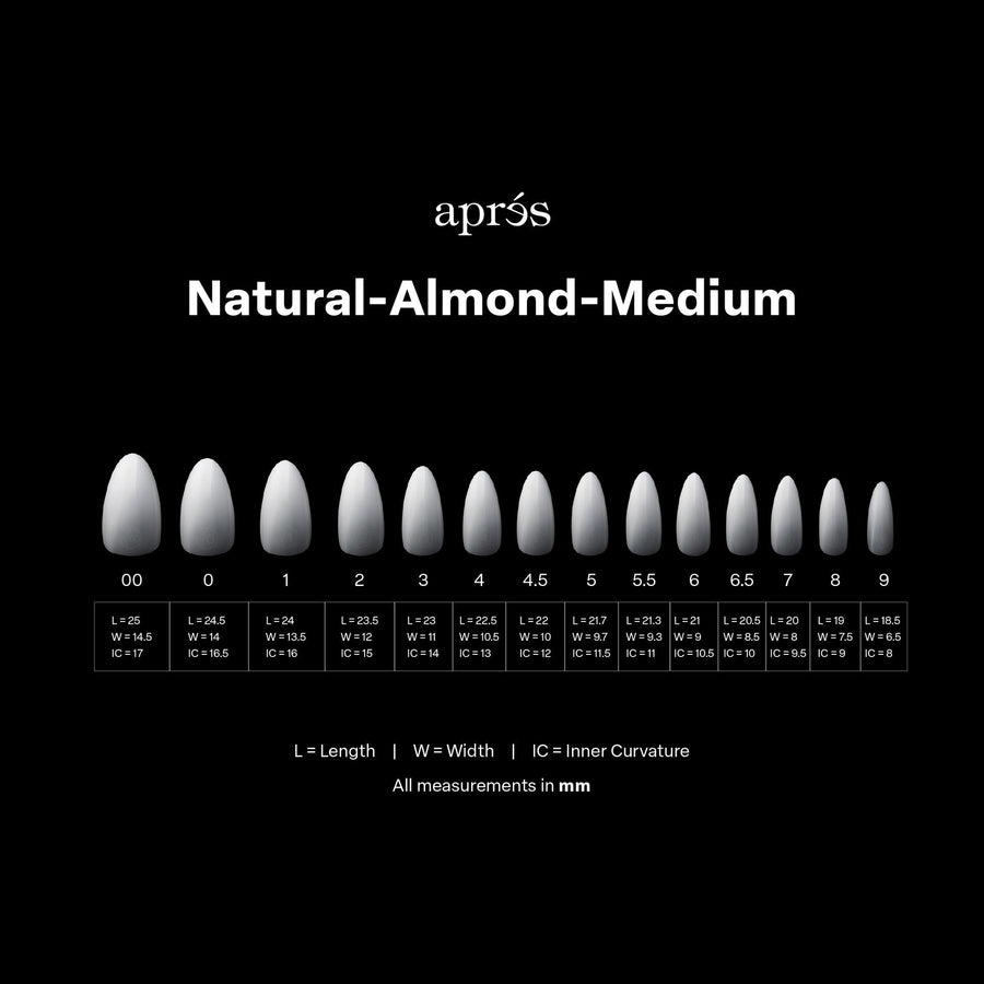 Apres Ombre Gel-X Tips (Natural Almond Medium) 210pcs Box - 14 Sizes