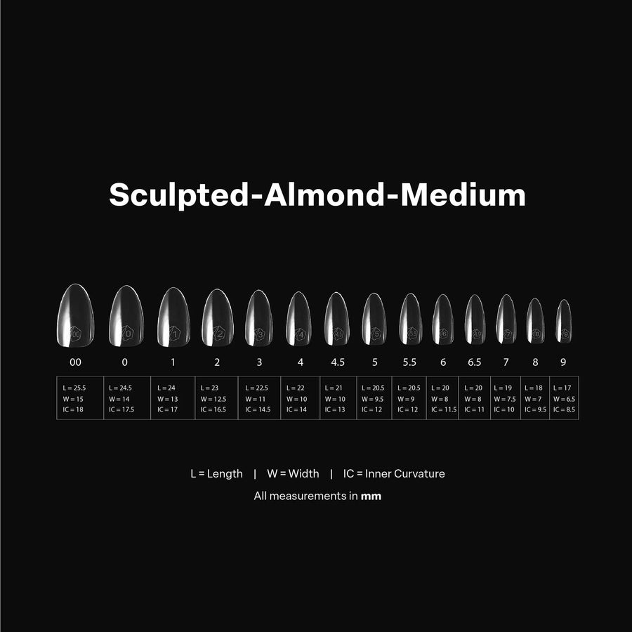 Apres Gel-X Tips 2.0 (Sculpted Almond Medium) 600pcs Box - 14 Sizes